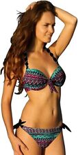EONAR Damen Seitlich Gebunden Bikini-Sets Abnehmbar Bademode Push-up Gr. L