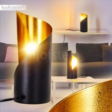 Design Tischlampe Nacht Lese Leuchte Wohn Gäste Zimmer Flur Lampe schwarz/gold 