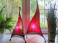 2 wunderschöne orientalische Henna-Bodenleuchten - Größe 35 und 71 cm
