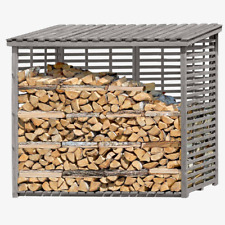 Kaminholzregal Außen Holz Brennholzregal 237x114x203 cm Stapelhilfe mit Rückwand