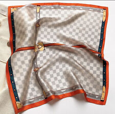 HERRLICHES LUXUS SEIDENTUCH 53*53cm•SEIDE•DAMIER LUXUS STOLA•SEIDENFEELING POLES