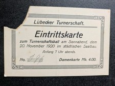 Eintrittskarte Lübeck, Turnerschaft 1920