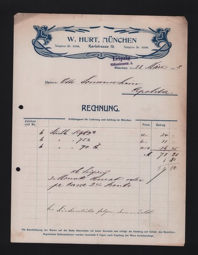 Leipzig rechnung 1903 w - 1903,,