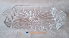 Vintage  Glas Butter Platte Servier Schale mit Griffen