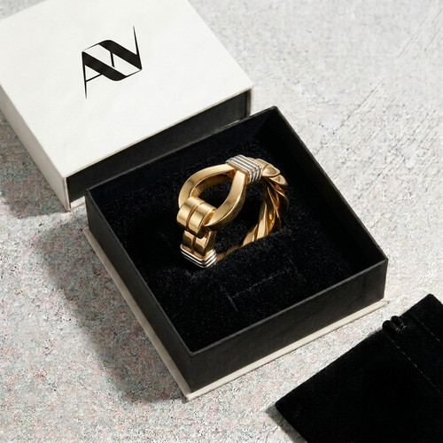 Herren gold klett ring - gold,