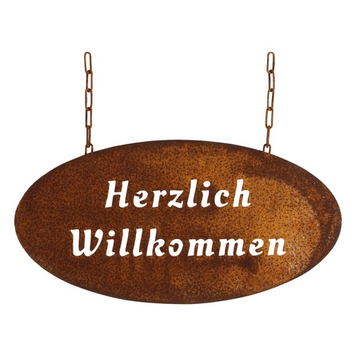 Rost hängeschild herzlich - hängeschild,