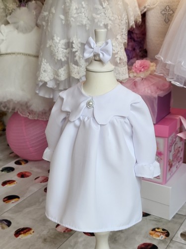 Taufkleid weiß mit - weiß, stirnband