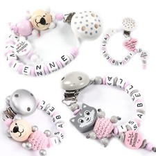 Schnullerkette mit Namen für Mädchen rosa Prinzessin Baby♥Geburt♥Taufe♥Geschenk 