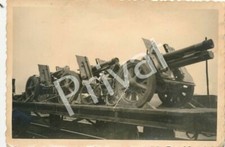 Foto WK II Wehrmacht Geschütze Transport auf Schiene Gleis Bahn F1.34