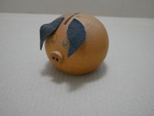 Vintage FMF Sparschwein Spardose Sparbüchse Moneybox Sparbox - 60er Holz