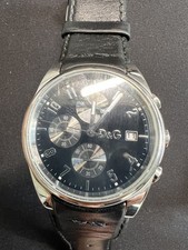 D&G Dolce & Gabbana Herren Uhr Chronograph Schwarz Edelstahl Lederarmband