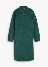 Cordkleid in leichter A-Form Gr. 46 Grün Mini-Kleid Langarm Freizeitkleid Neu