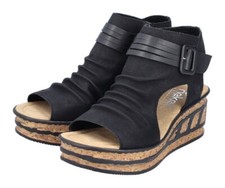 Damen-Keilsandalette, schwarz, Marke: Rieker, Gr. 37, neu