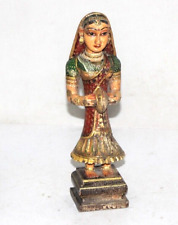 Antik Holz Tribal Göttin Gangaur Figur Panel Original Alt Handgeschnitzt