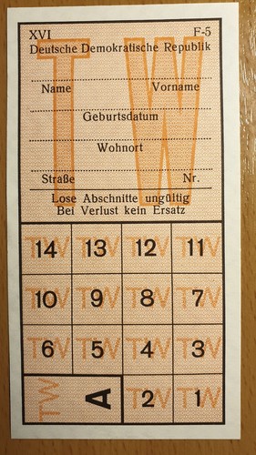 Ddr lebensmittelkarte für - ddr,