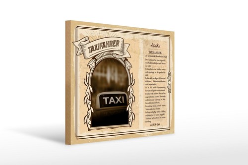 Holzschild berufe taxifahrer - berufe,