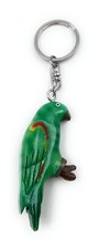 Handmade Holz Schlüsselanhänger Glücksbringer Papagei Amazone grün Vogel