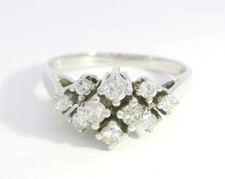Ring 585er Weißgold 14 K Gr. 56 6 Brillanten 0,18ct Cluster-Ring Vintage Stil