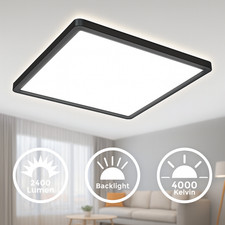 LED Deckenlampe Panel indirekt ultraflach Deckenleuchte Wohnzimmer Flur schwarz