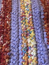 Teppich, Bettvorleger, Handarbeit, gehäkelt, 100% Baumwolle, Rot-Orange, Unikat