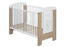 Babybett mit Print Gitterbett aus Massivholz 3 fach höhenverstellbar 60 x 120