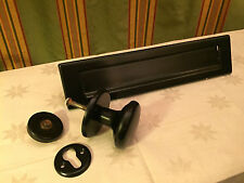 Haustürset Briefkasten Türgriff Schlossrosette Klingel klass. schwarz hochwertig