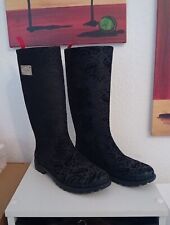 Gosch Sylt Gummi Stiefel Gr 41 Schwarz  Damen Samt Lock Edel Regen Herbst Küste 