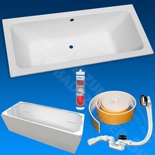 Koralle Badewanne 180x80 cm T200 Acryl Wanne Träger Ablaufgarnitur Silikon Set