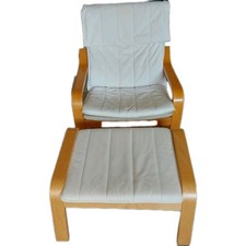 IKEA Sessel Inklusive Fußteil/Hocker POÄNG, weiß/creme