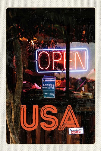Blechschild 18x12 amerika - amerika, open
