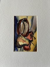 Aquarellgemälde Birne Apfel