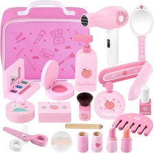 16Stück Holz Kinderschminke Set Schminkkoffer Kinder Schminke Friseur Beauty Set