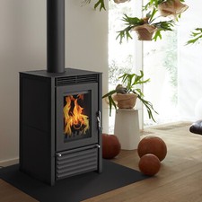 Kaminofen wasserführend Schmitzker Marbella Compact Holzofen Schwarz Kamin 8 kW