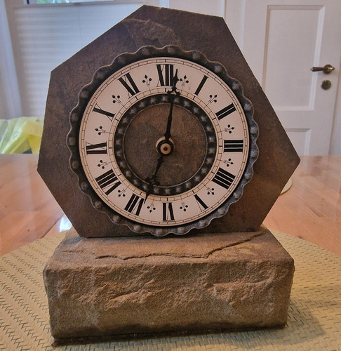 Vintage kaminuhr naturstein - vintage,