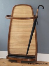 Seltener Thonet Wandschirmständer mit Japanmatte nr 9 mit Blechtasse ca 1907