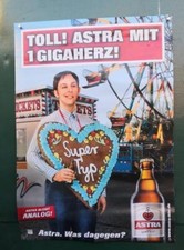 Astra Bier Urtyp Poster, Plakat," TOLL! ASTRA MIT 1 GIGAHERZ!"   Kiez, Neu