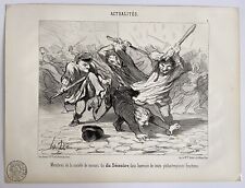 HONORÉ DAUMIER, Membres de la Société ... 1850 Orig. Lithographie "sur blanc"
