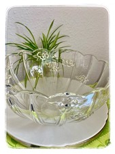 ❤️ schöne alte Glasschale mit Relief DM 26 cm H 13 cm transparent Obstschale