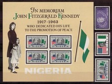 Nigeria: Nr. 150-152 + Block 3 ** postfrisch / J.F. Kennedy 1964
