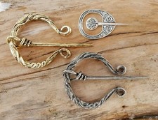 Fibel Nadel Gewand K34.4 Wikinger Viking Blätter Gedreht Mittelalter Thorshammer