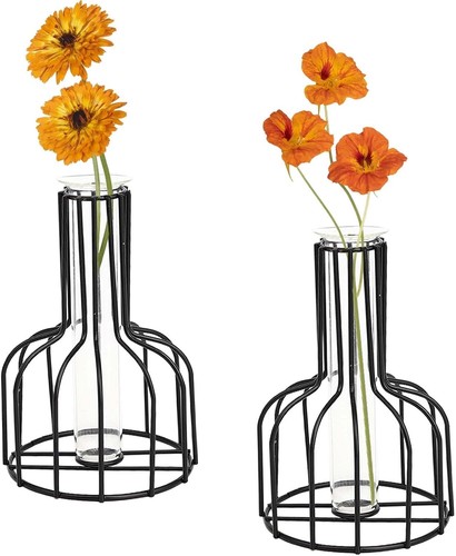 Schwarze glas blumenvase - 2x,