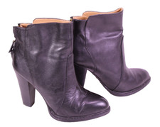 Zara Damen Ankle Boots Stiefeletten Leder Gr. 38 schwarz hoher Blockabsatz SH931