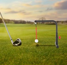 Golfschwung Trainingshilfe - höhenverstellbarer Eisentrainer mit robuster Bodenhalterung