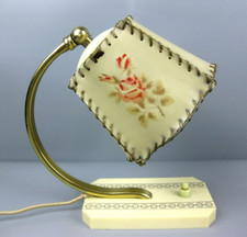 alte Nachttischlampe Lese Lampe Leuchte Messing Kunststoff Mid Century 50er Jh.