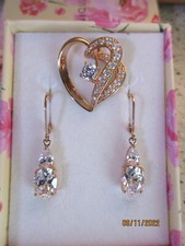 Schmuck-Set, echt Silber, rose' vergoldet, neu, Steine synthetisch hergestellt