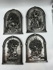 Zinn / Zink?  Wandtafeln Relief Bilder die 4 Jahreszeiten ca 18 x 24 cm
