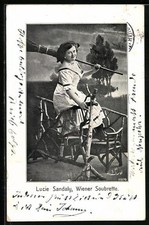 Wiener Soubrette Lucie Sandaly mit Reisigbesen, Ansichtskarte 1912 
