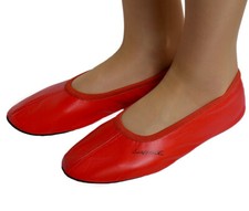 Schläppchen  Gymnastikschuhe Ballerina mit Ledersohle rot neu Lappade