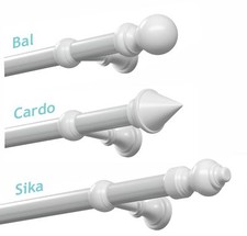 Gardinenstange Vorhangstange Stilgarnitur 28mm Metall & Kunststoff Weiß Set