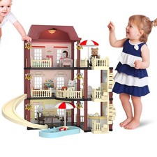 Puppenhaus Großes Puppenhaus mit Beleuchtung LED Beleuchtung 3 Stockwerke